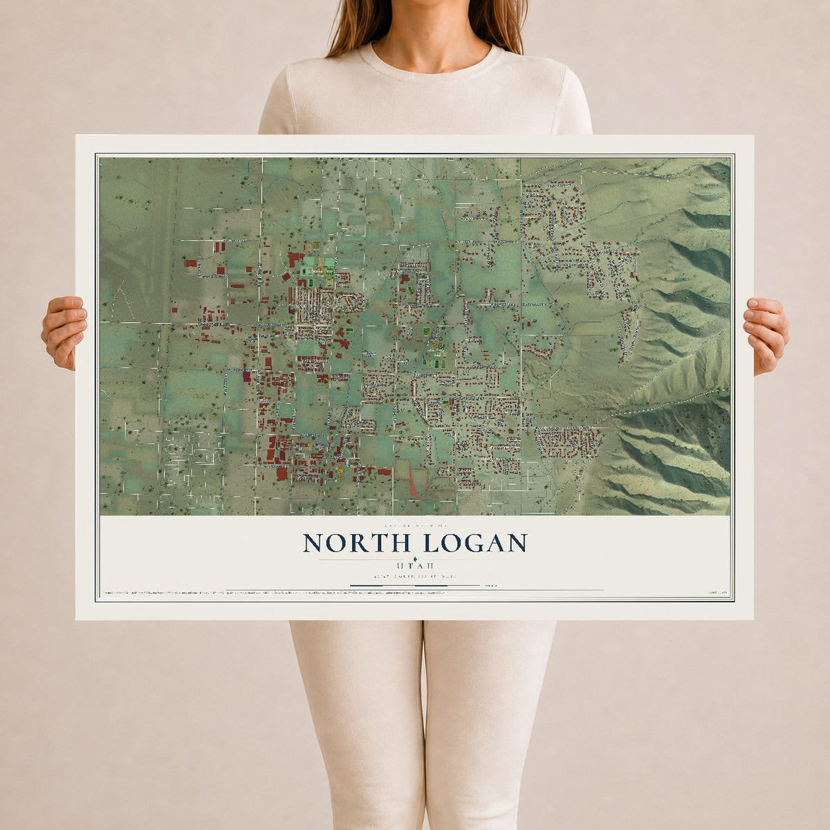 Map of North Logan, Utah, 24 x 36 inch unframed archival matte print