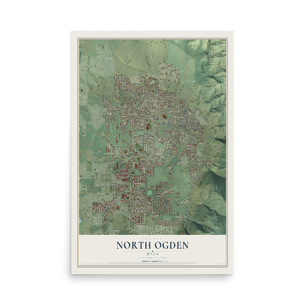 Map of North Ogden, Utah, 12 x 18 inch unframed archival matte print