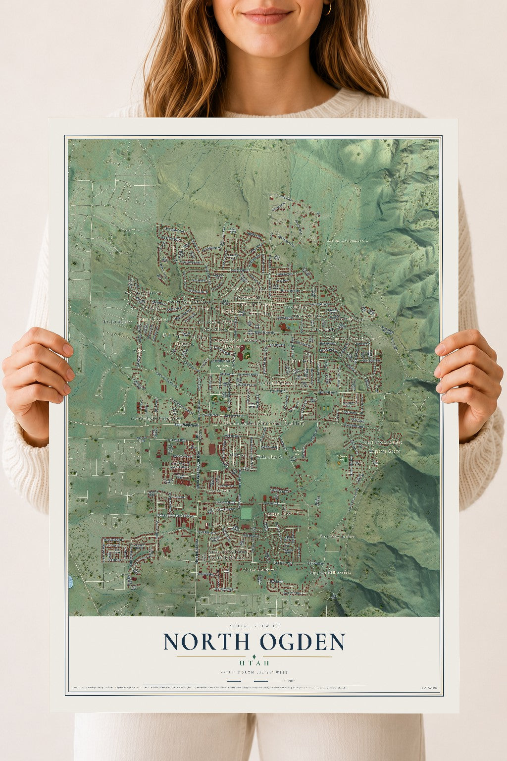 Map of North Ogden, Utah, 18 x 24 inch unframed archival matte print