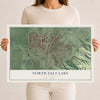 Map of North Salt Lake, Utah, 12 x 18 inch unframed archival matte print
