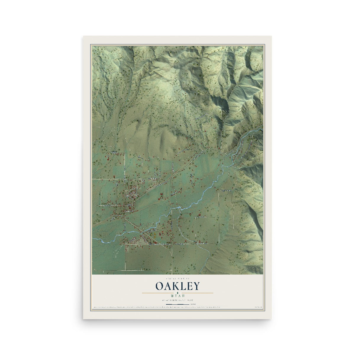 Map of Oakley, Utah, 12 x 18 inch unframed archival matte print