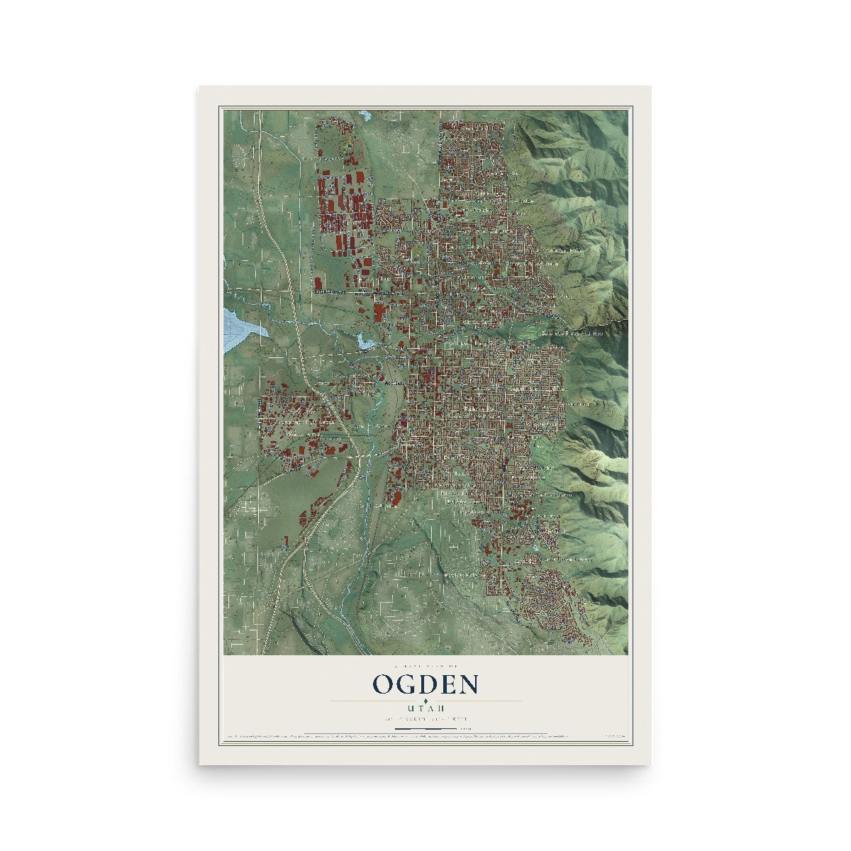 Map of Ogden, Utah, 12 x 18 inch unframed archival matte print
