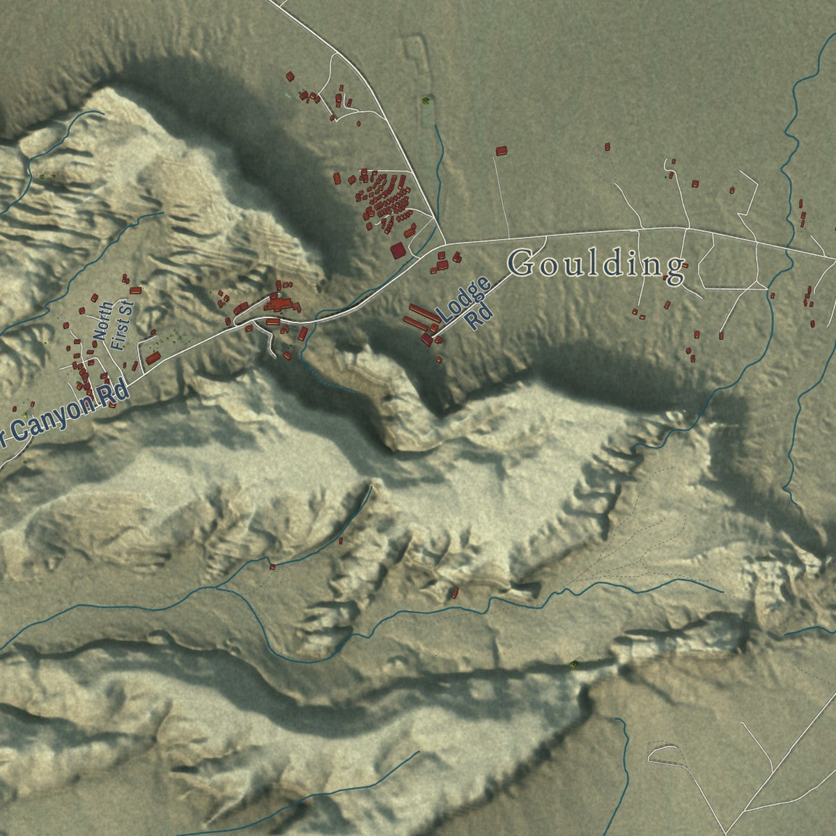 Close-up of the map of Oljato-Monument Valley, Utah print showing street and building detail