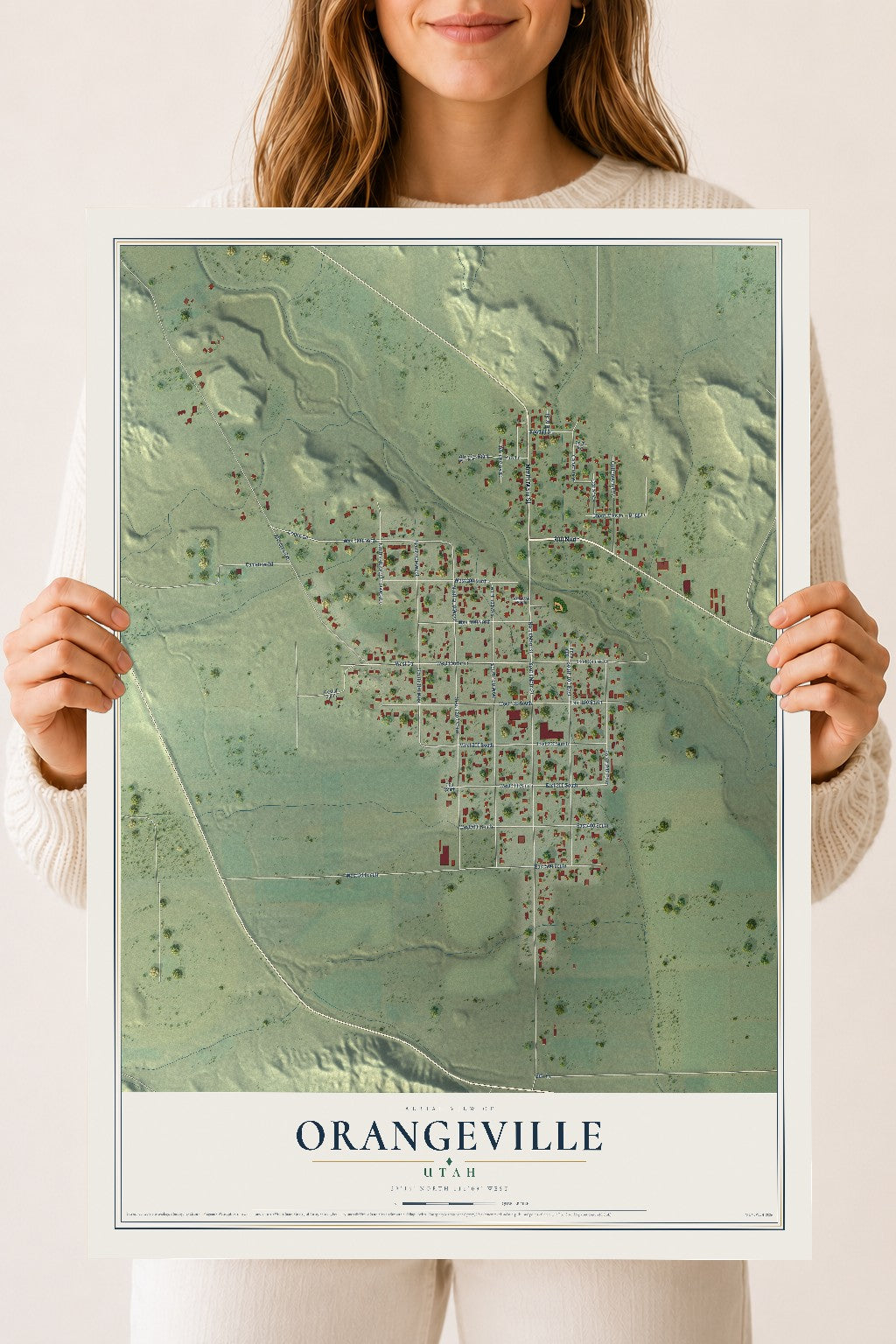 Map of Orangeville, Utah, 18 x 24 inch unframed archival matte print