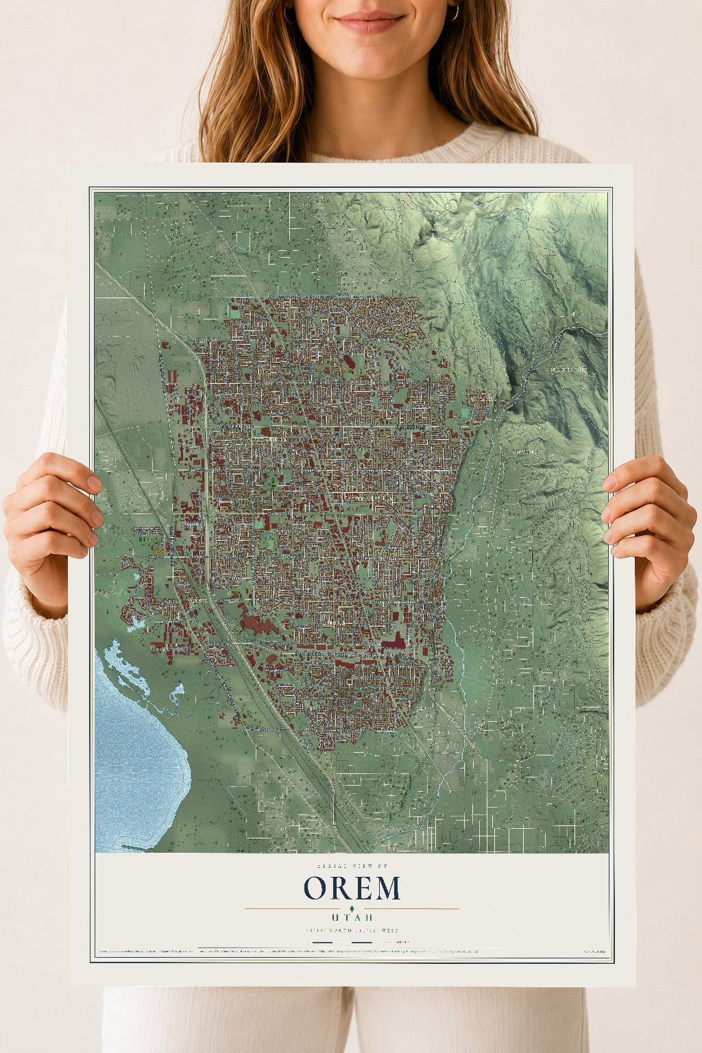 Map of Orem, Utah, 18 x 24 inch unframed archival matte print