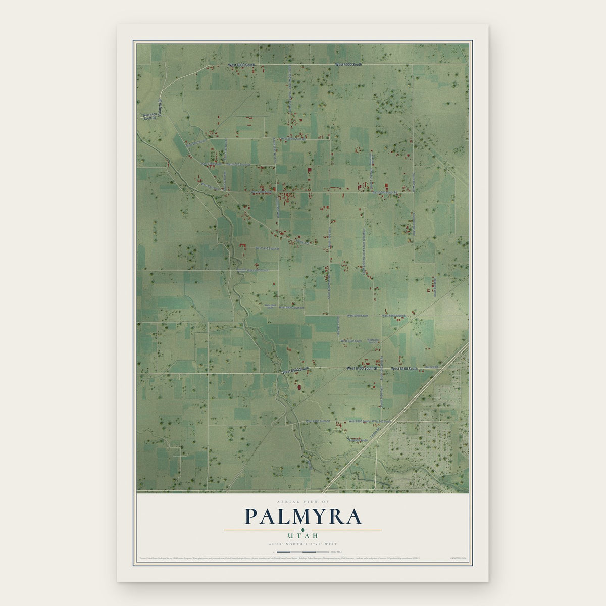 Palmyra, Utah map print, the full design