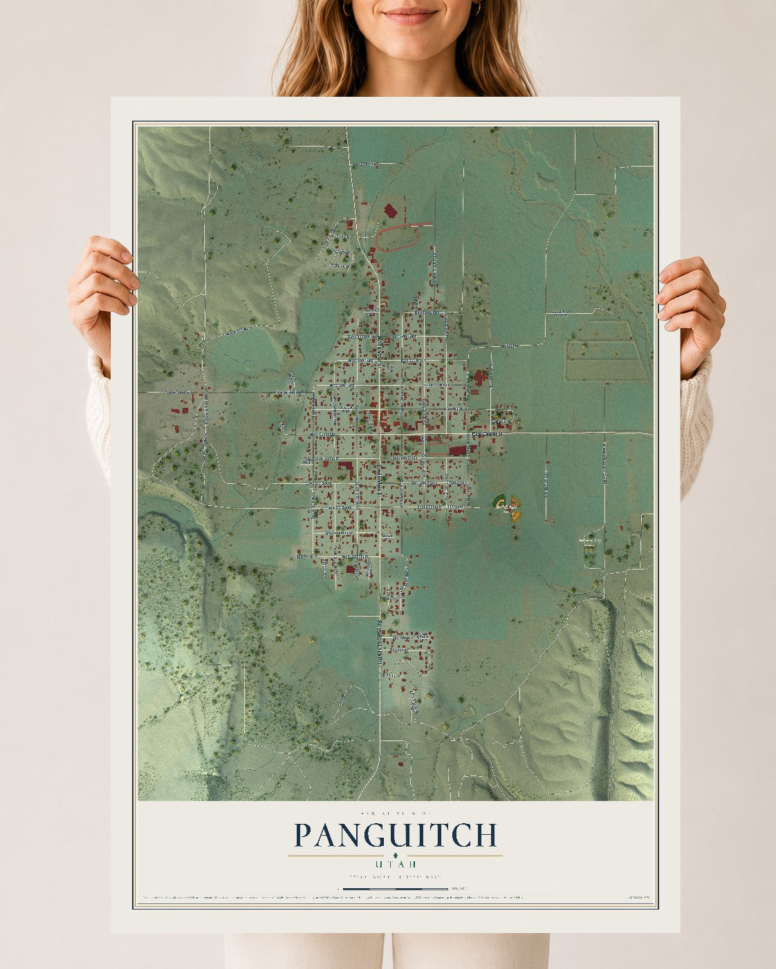Map of Panguitch, Utah, 24 x 36 inch unframed archival matte print