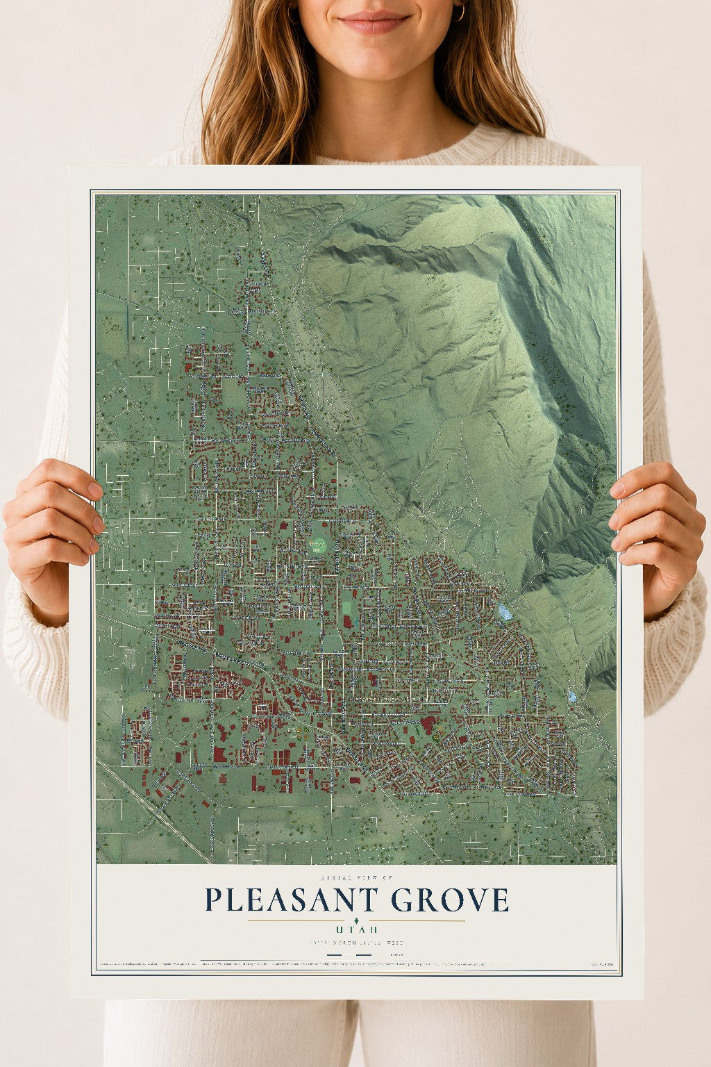 Map of Pleasant Grove, Utah, 18 x 24 inch unframed archival matte print
