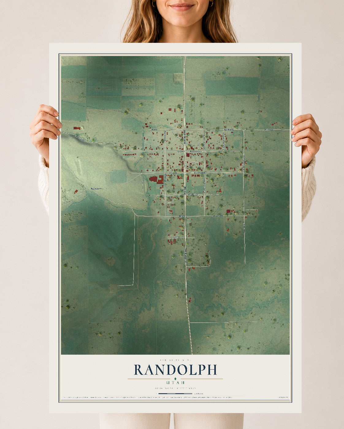 Map of Randolph, Utah, 24 x 36 inch unframed archival matte print