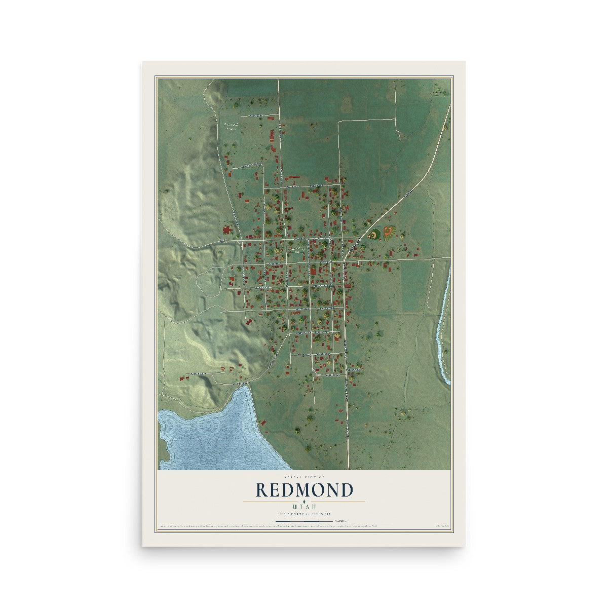 Map of Redmond, Utah, 12 x 18 inch unframed archival matte print