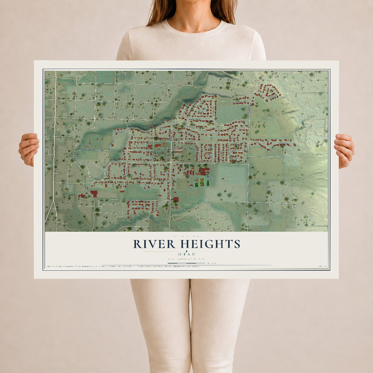 Map of River Heights, Utah, 24 x 36 inch unframed archival matte print