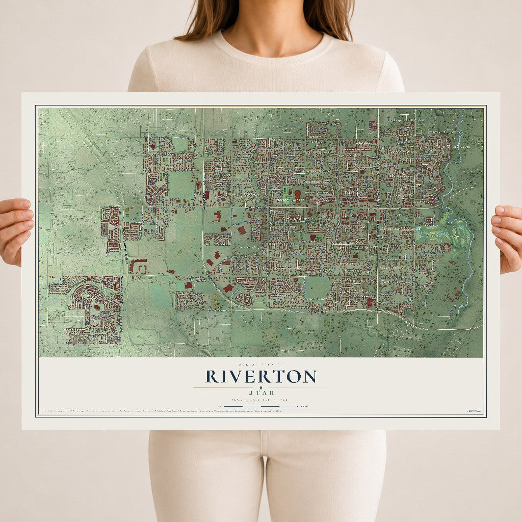 Map of Riverton, Utah, 18 x 24 inch unframed archival matte print