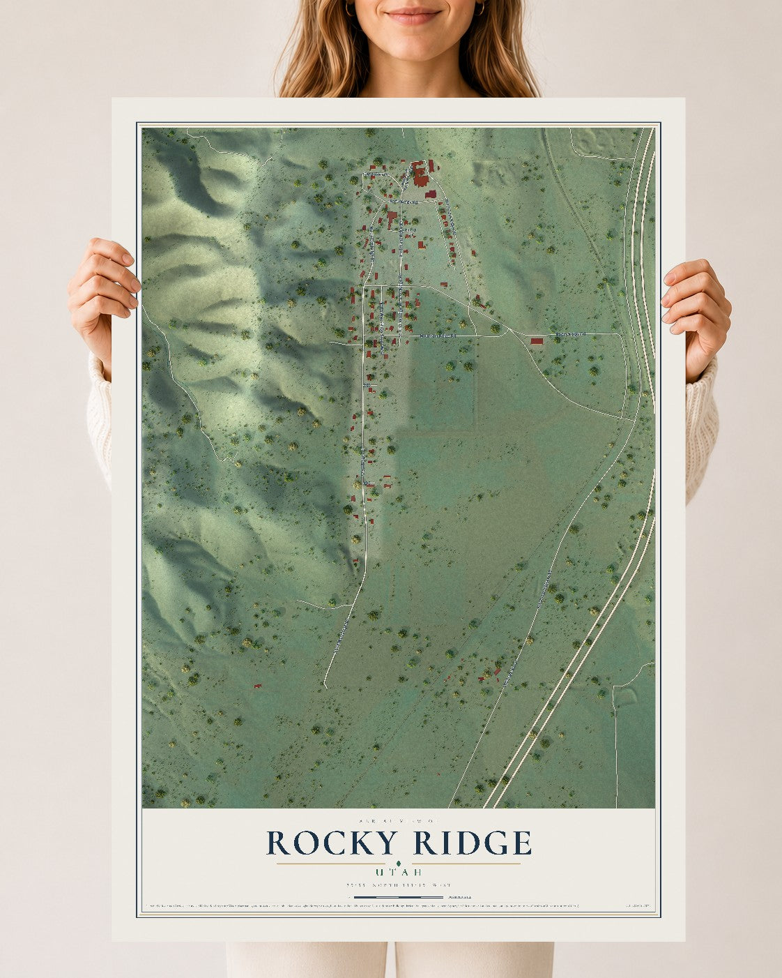 Map of Rocky Ridge, Utah, 24 x 36 inch unframed archival matte print