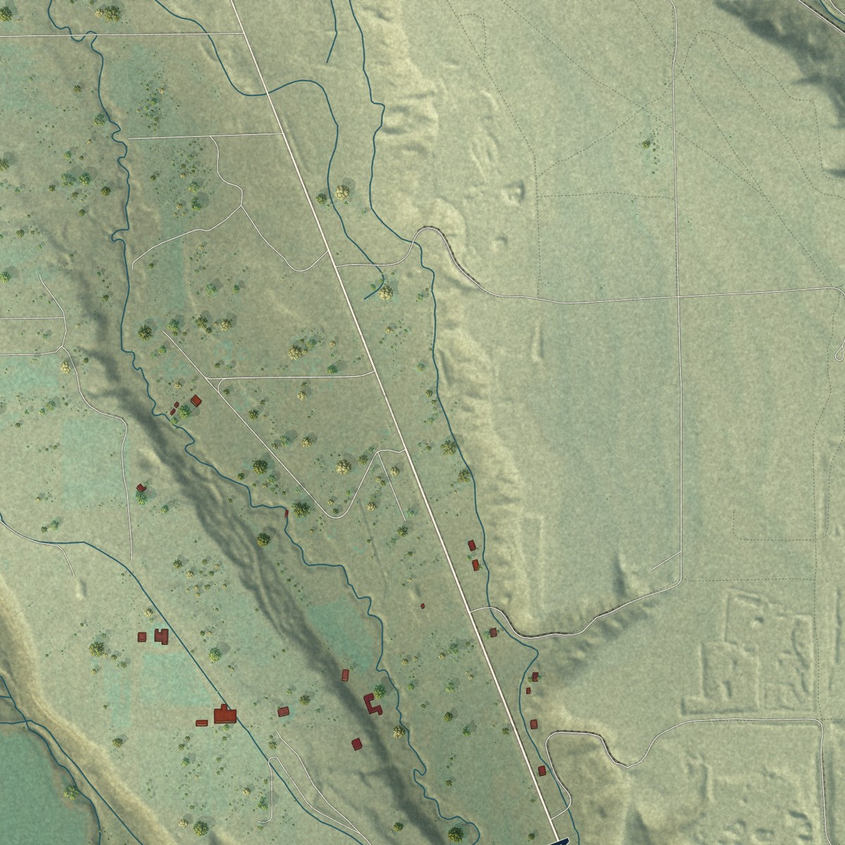 Second close-up of the map of Roosevelt, Utah print showing more streets and buildings