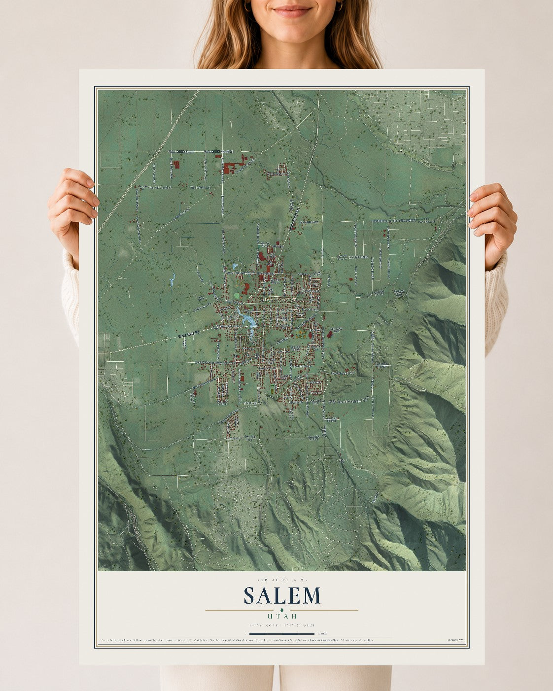 Map of Salem, Utah, 24 x 36 inch unframed archival matte print