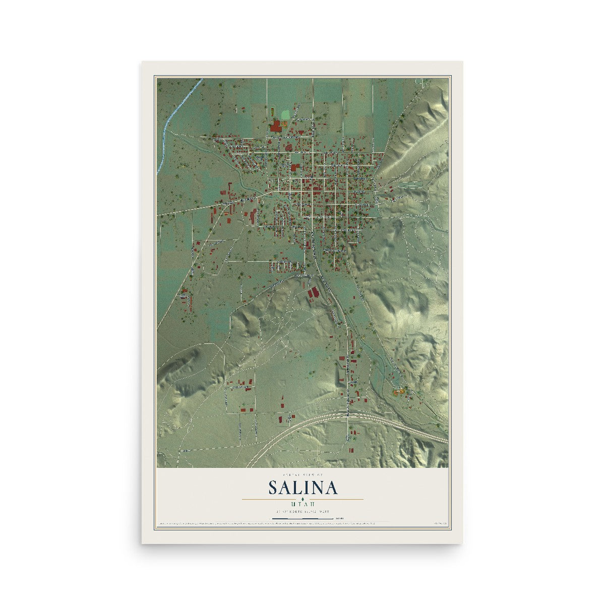 Map of Salina, Utah, 12 x 18 inch unframed archival matte print