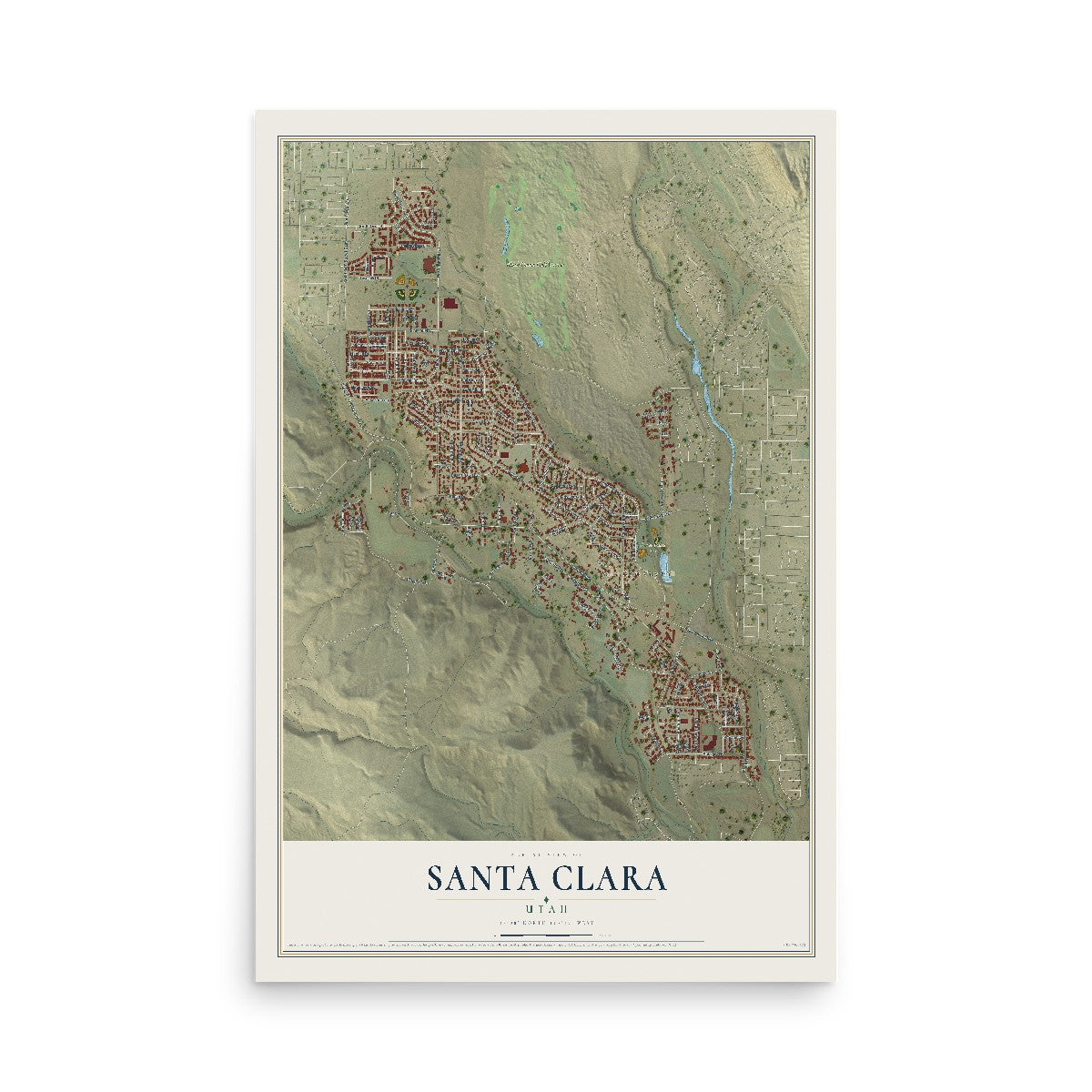 Map of Santa Clara, Utah, 12 x 18 inch unframed archival matte print