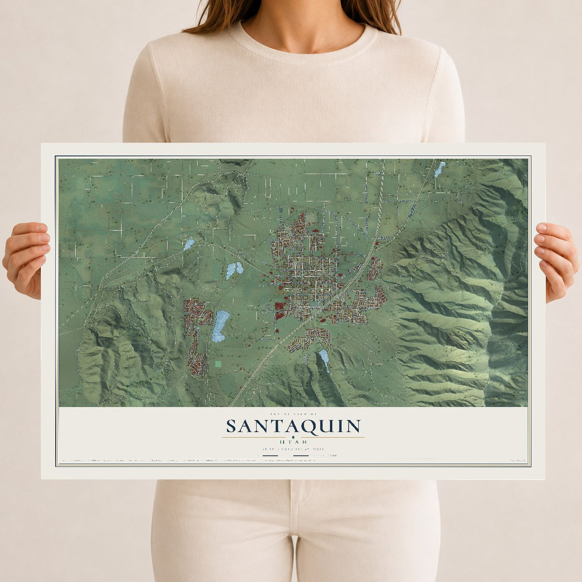 Map of Santaquin, Utah, 12 x 18 inch unframed archival matte print
