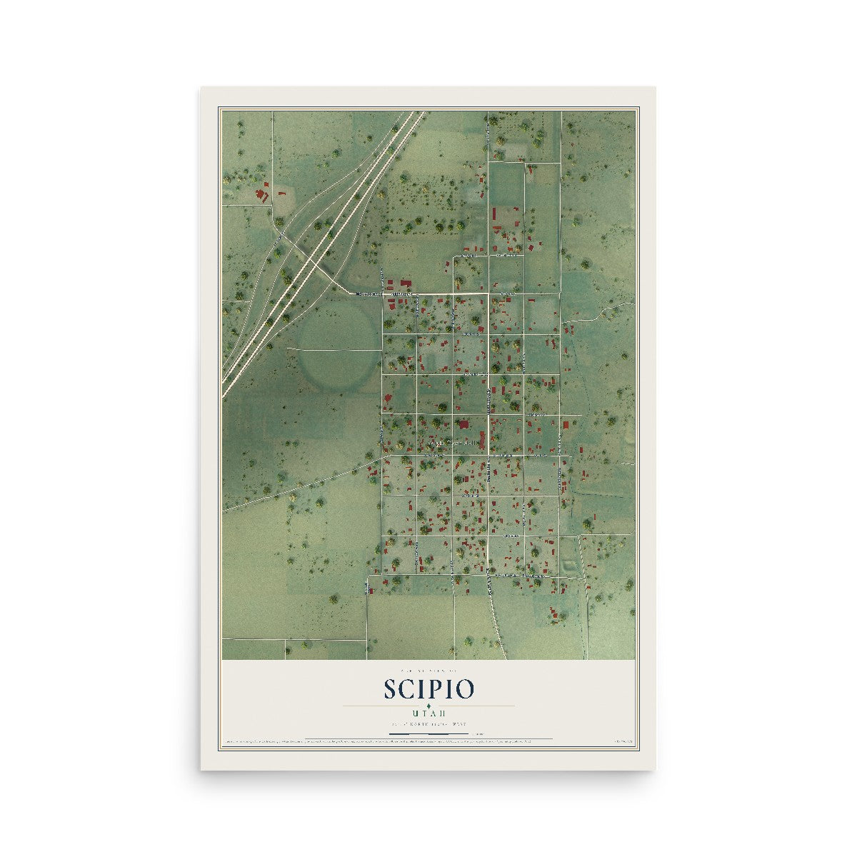 Map of Scipio, Utah, 12 x 18 inch unframed archival matte print