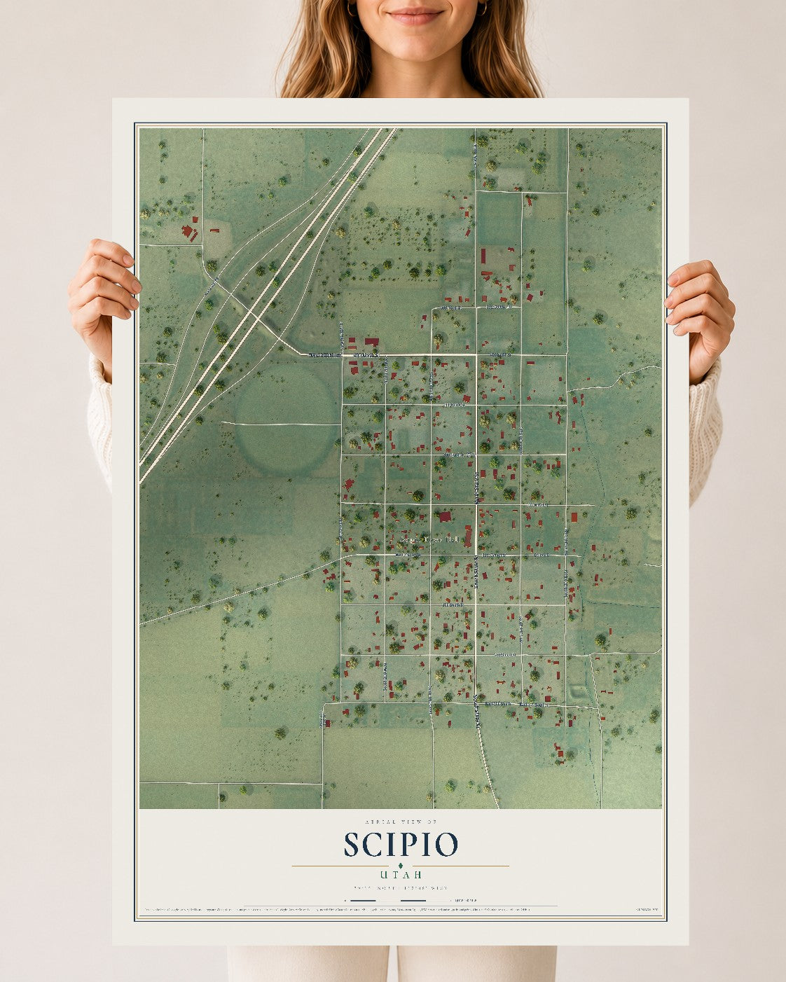 Map of Scipio, Utah, 24 x 36 inch unframed archival matte print