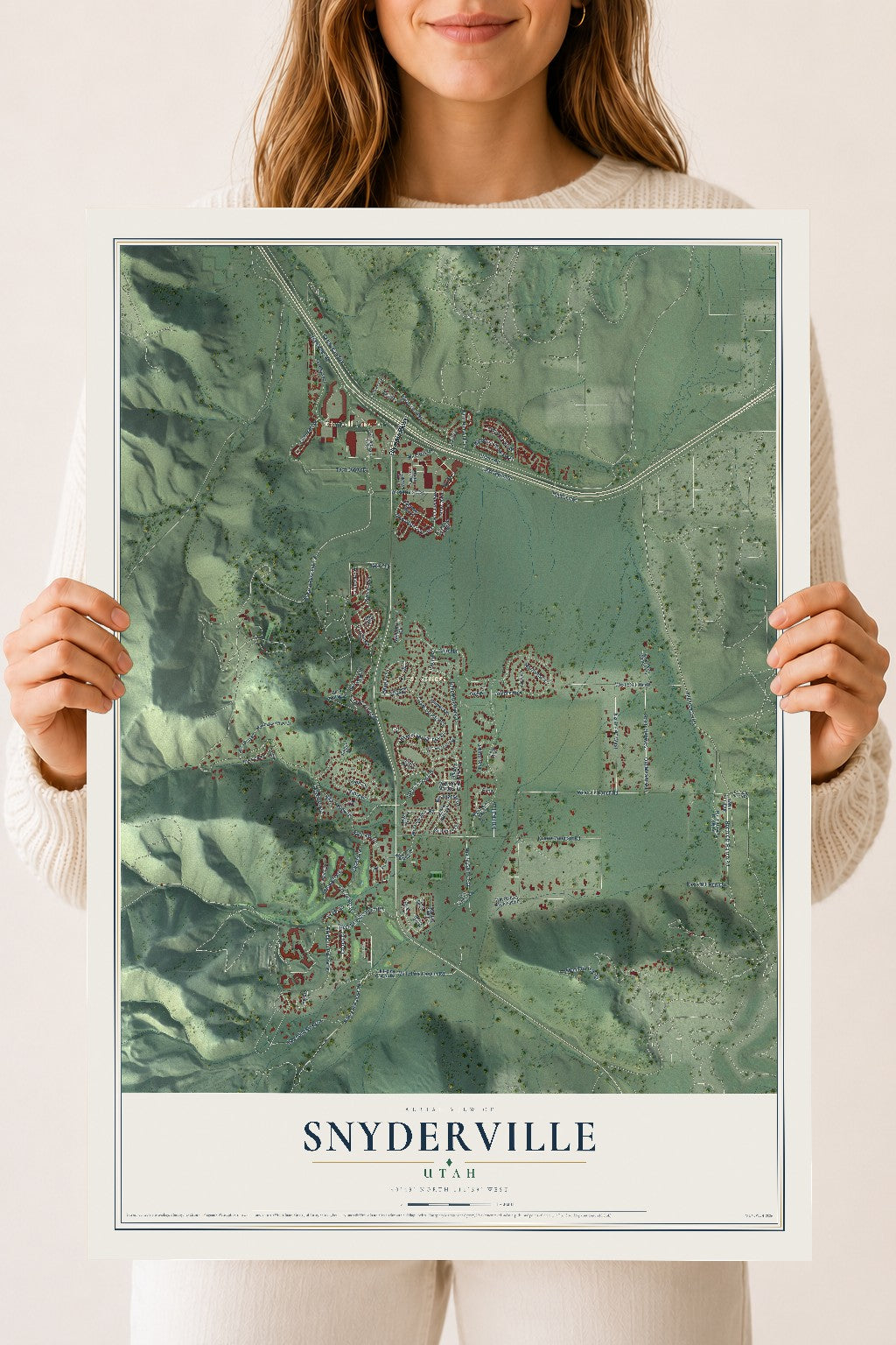 Map of Snyderville, Utah, 18 x 24 inch unframed archival matte print