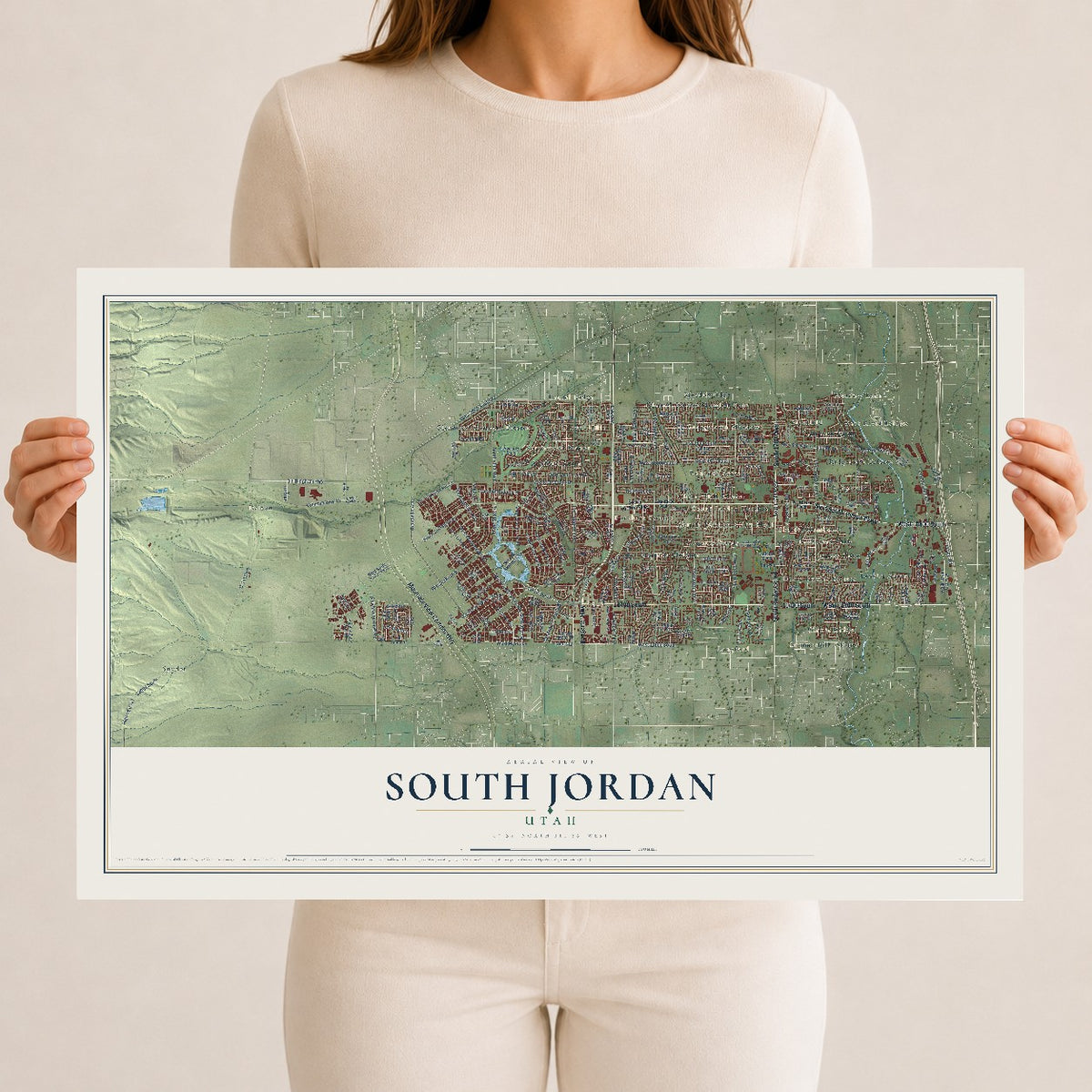 Map of South Jordan, Utah, 12 x 18 inch unframed archival matte print