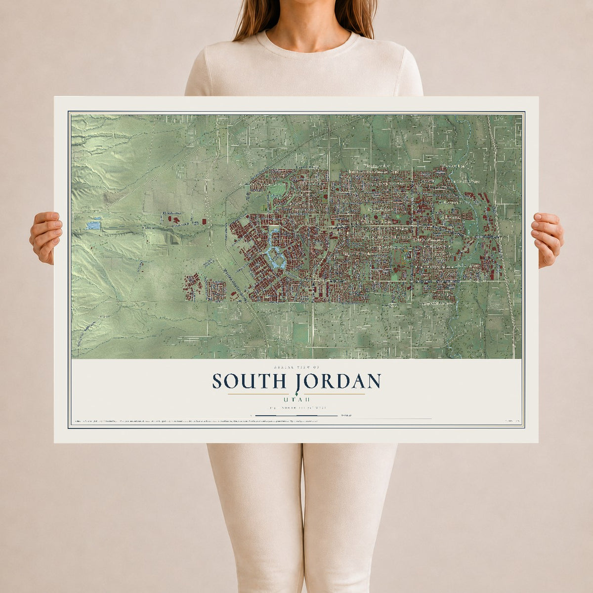 Map of South Jordan, Utah, 24 x 36 inch unframed archival matte print