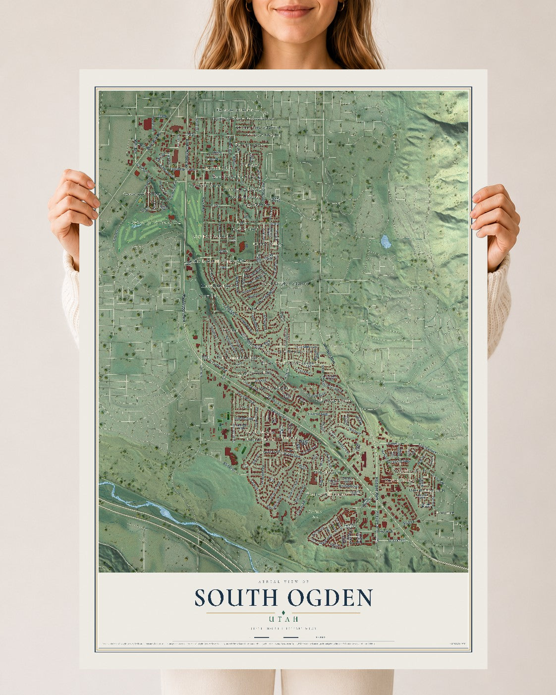 Map of South Ogden, Utah, 24 x 36 inch unframed archival matte print