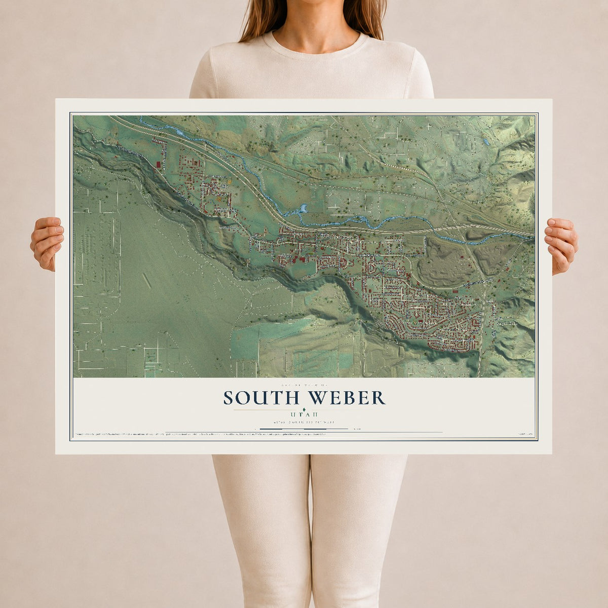 Map of South Weber, Utah, 24 x 36 inch unframed archival matte print