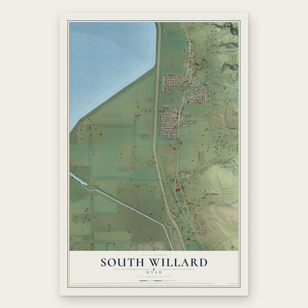South Willard, Utah map print, the full design