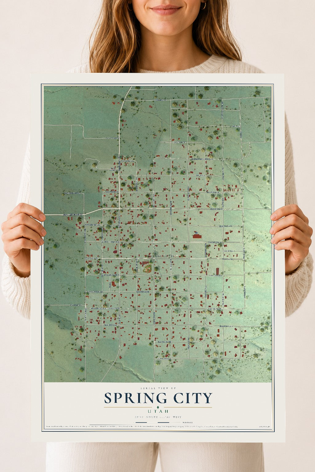 Map of Spring City, Utah, 18 x 24 inch unframed archival matte print