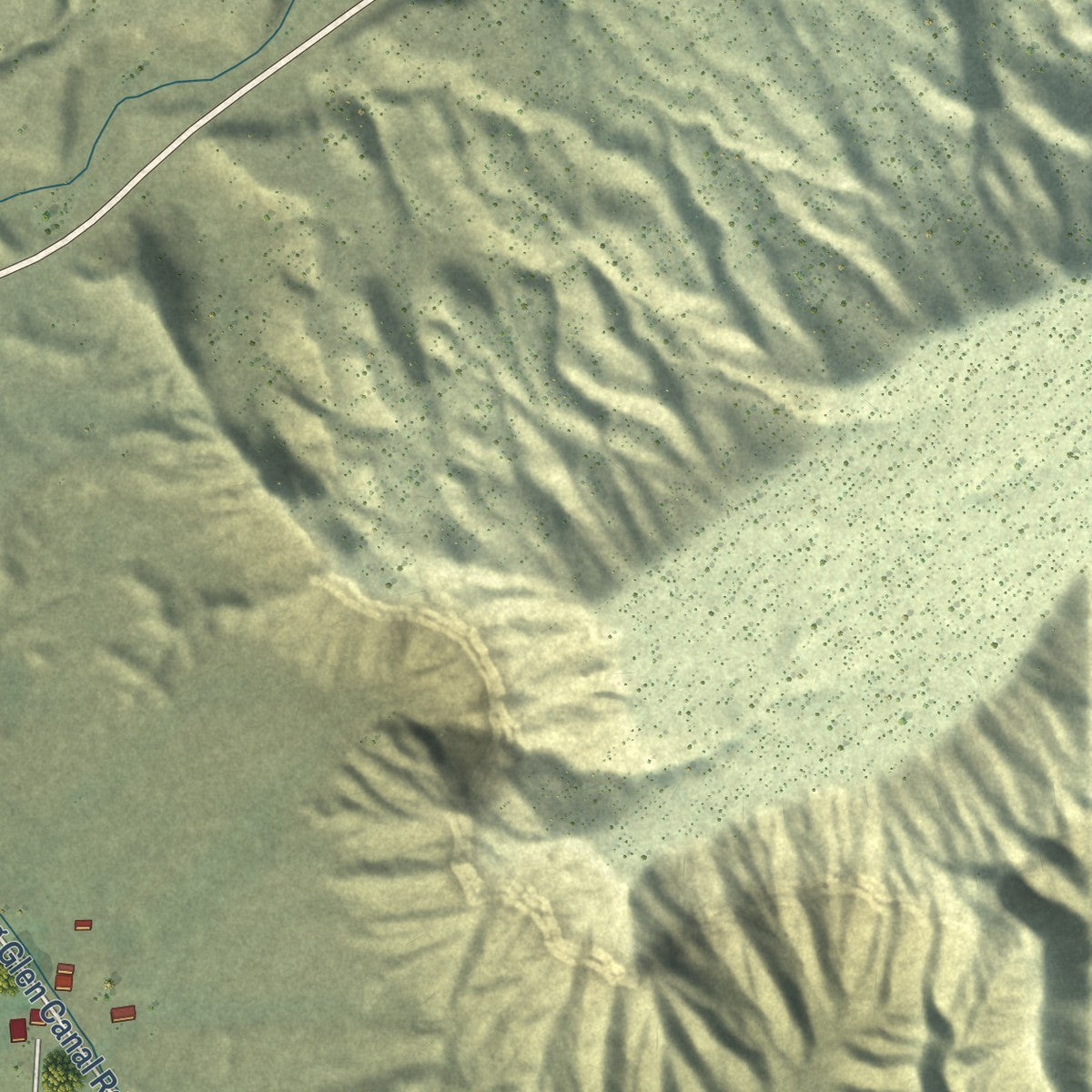Close-up of the map of Spring Glen, Utah print showing street and building detail