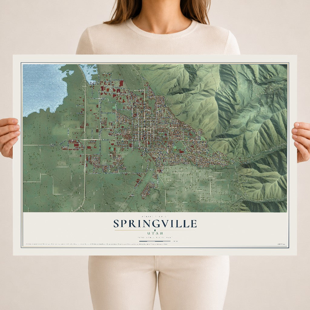 Map of Springville, Utah, 18 x 24 inch unframed archival matte print