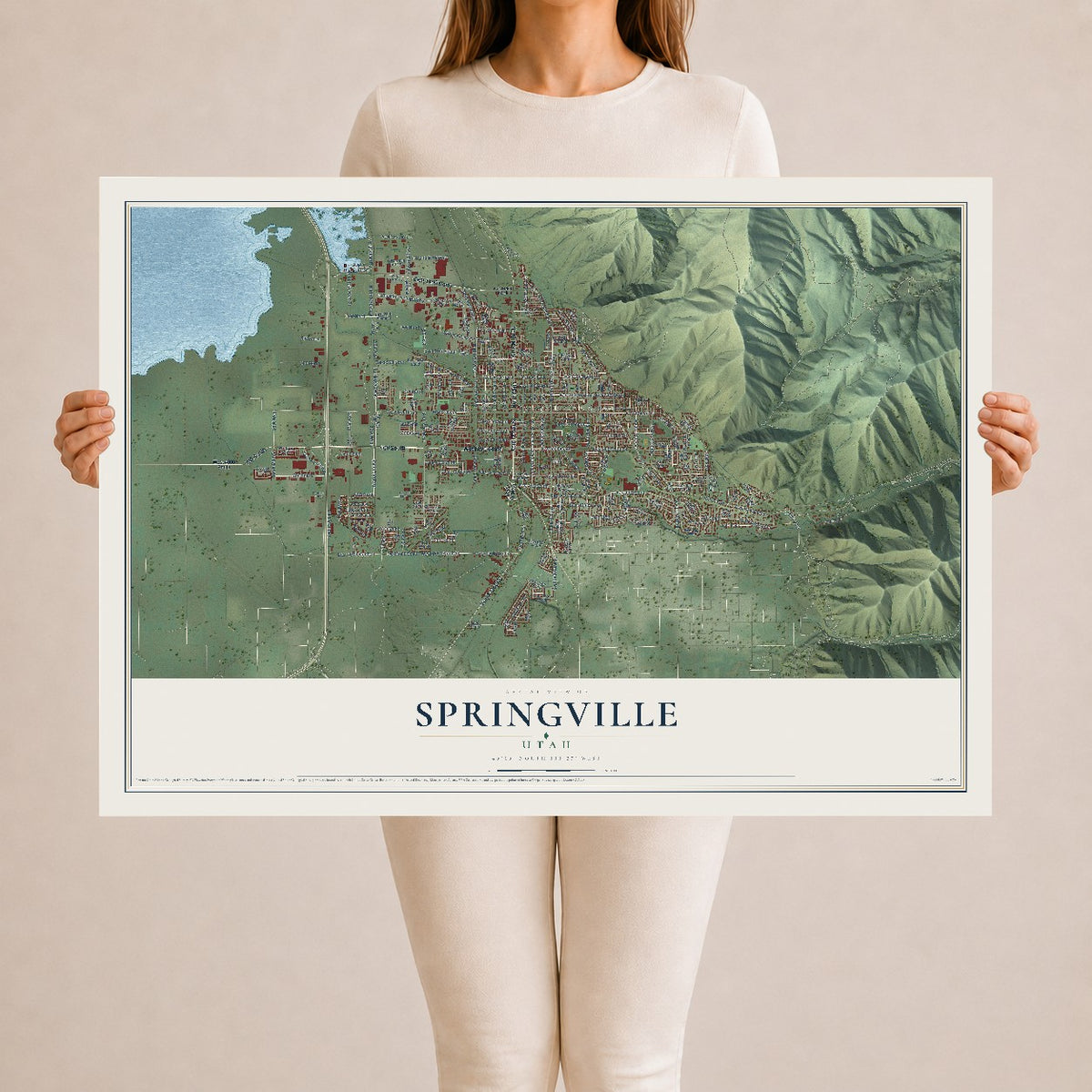 Map of Springville, Utah, 24 x 36 inch unframed archival matte print