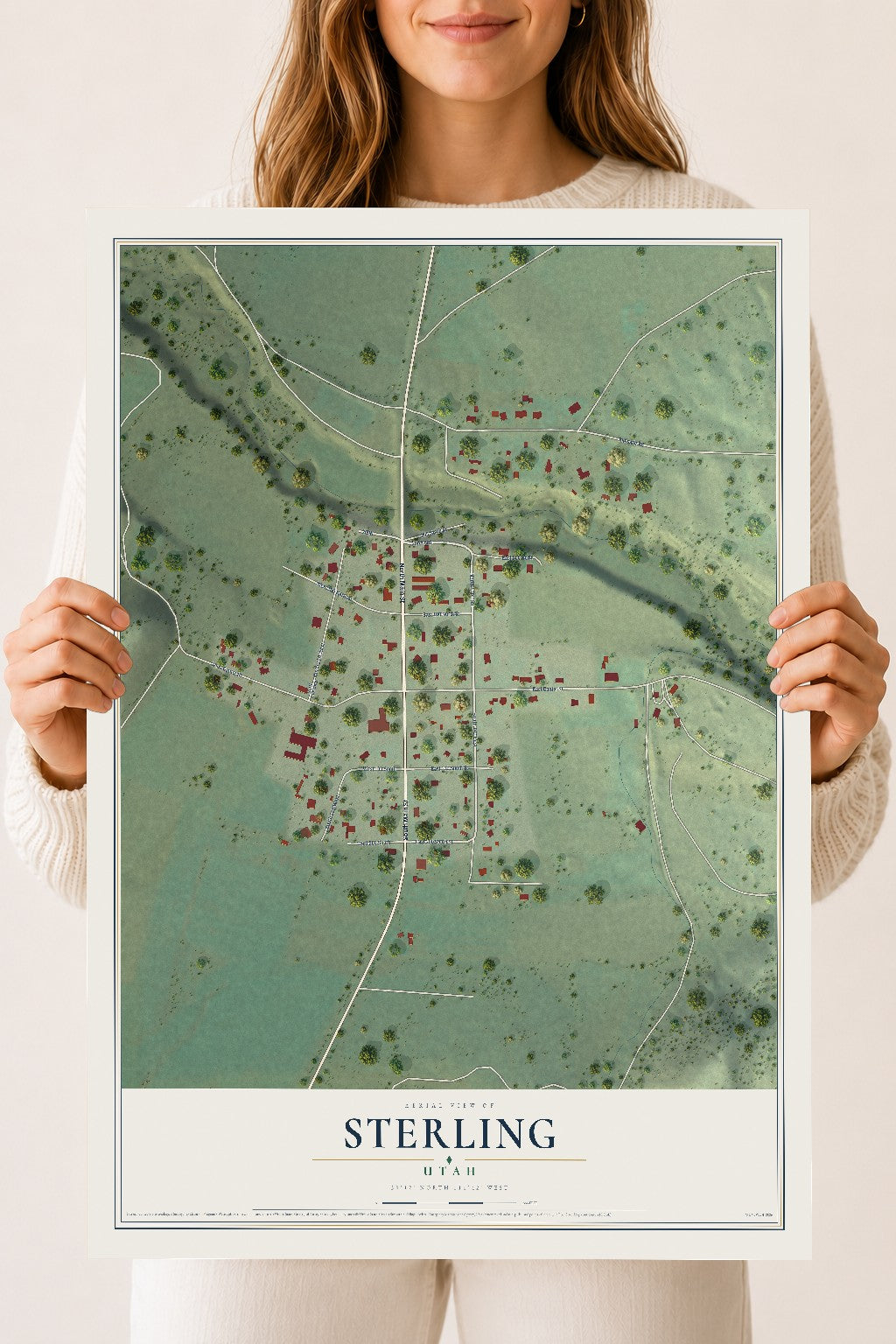 Map of Sterling, Utah, 18 x 24 inch unframed archival matte print