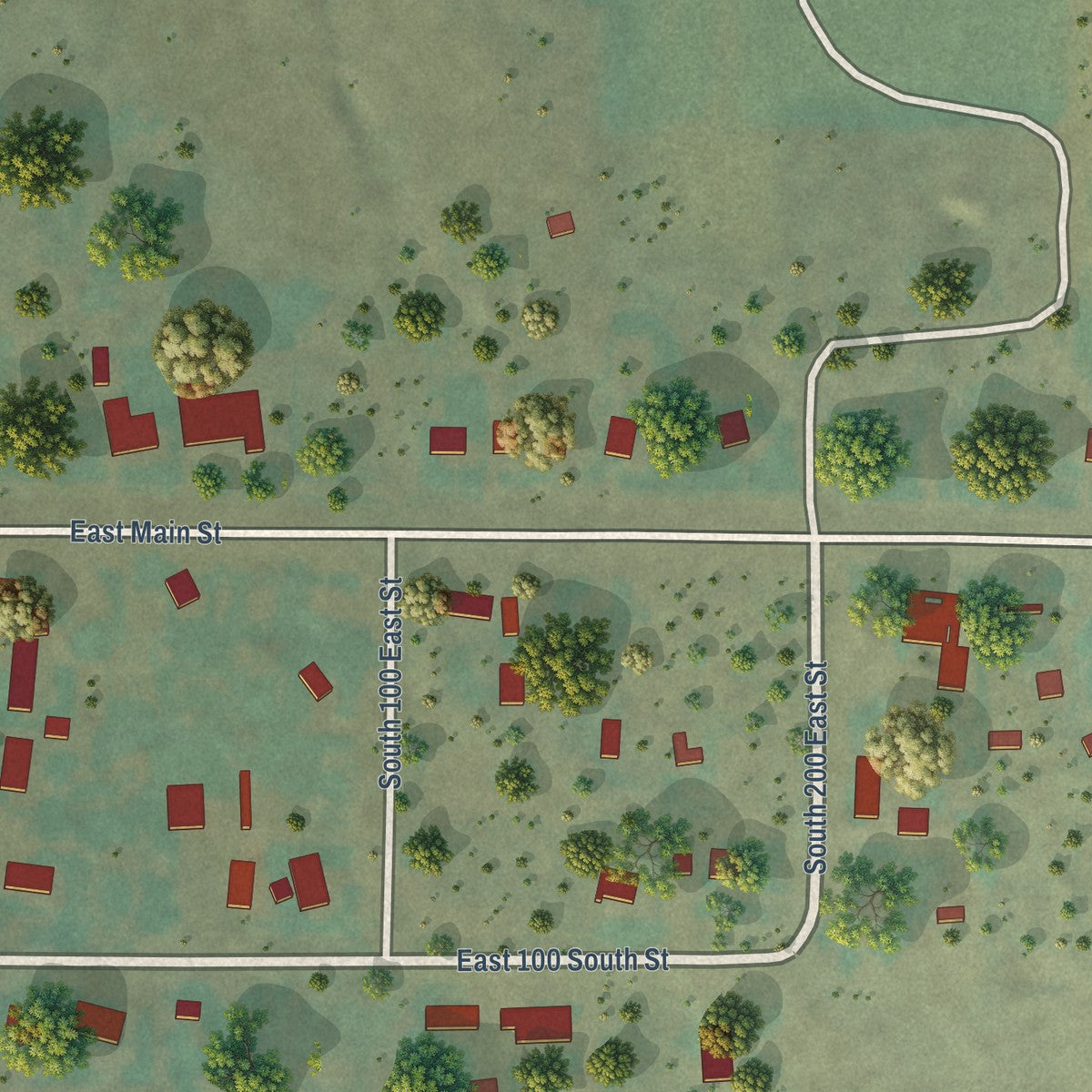 Close-up of the map of Summit, Utah print showing street and building detail