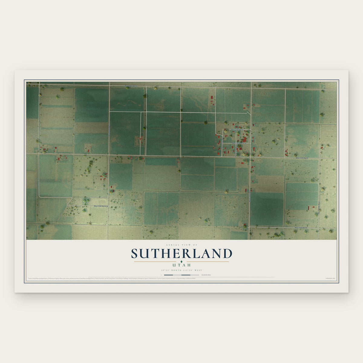 Sutherland, Utah map print, the full design