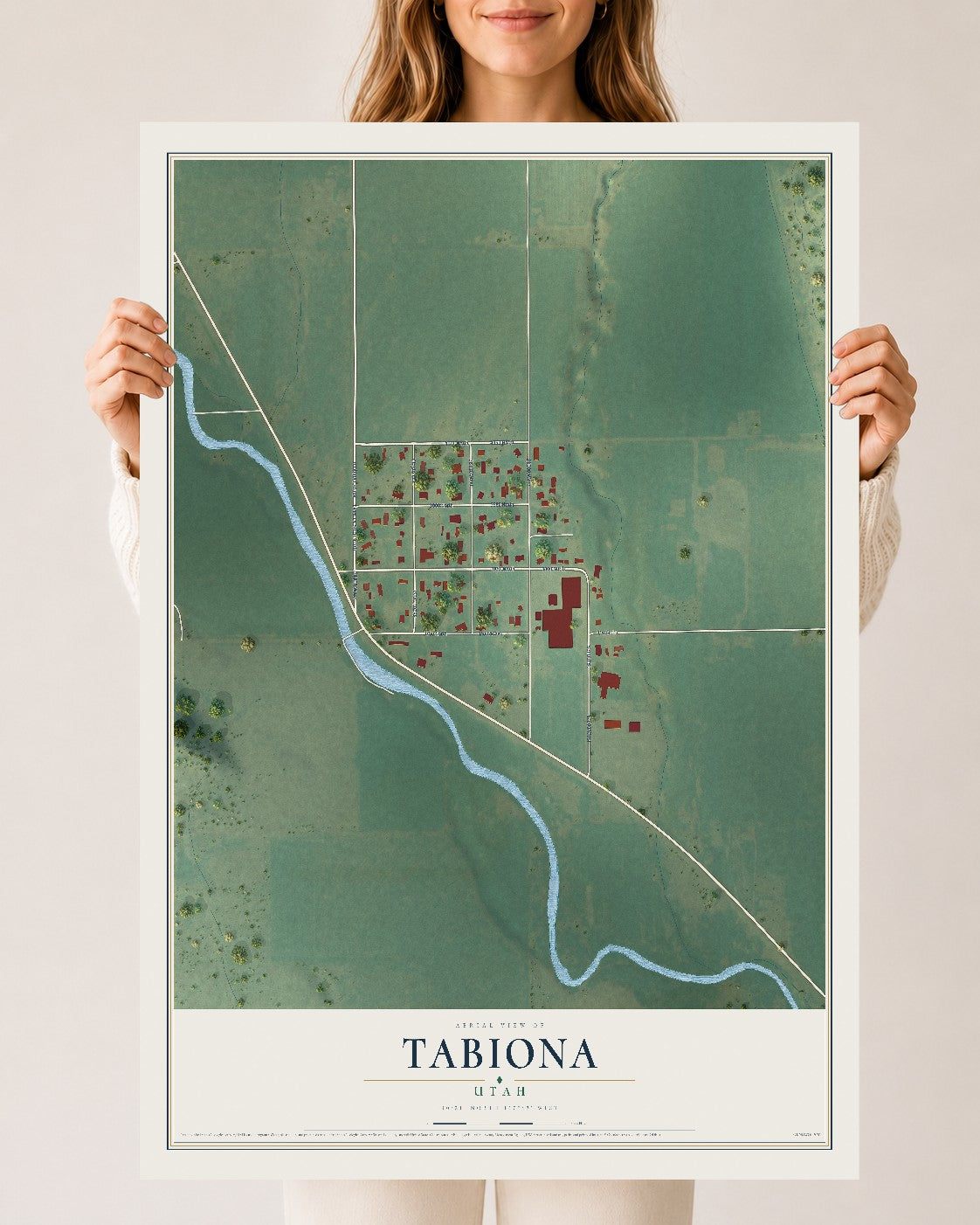 Map of Tabiona, Utah, 24 x 36 inch unframed archival matte print
