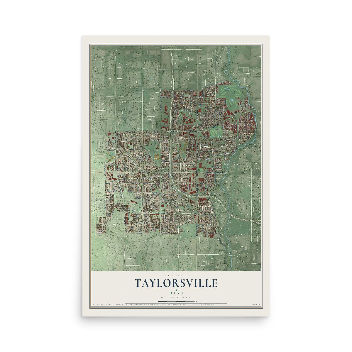 Map of Taylorsville, Utah, 12 x 18 inch unframed archival matte print