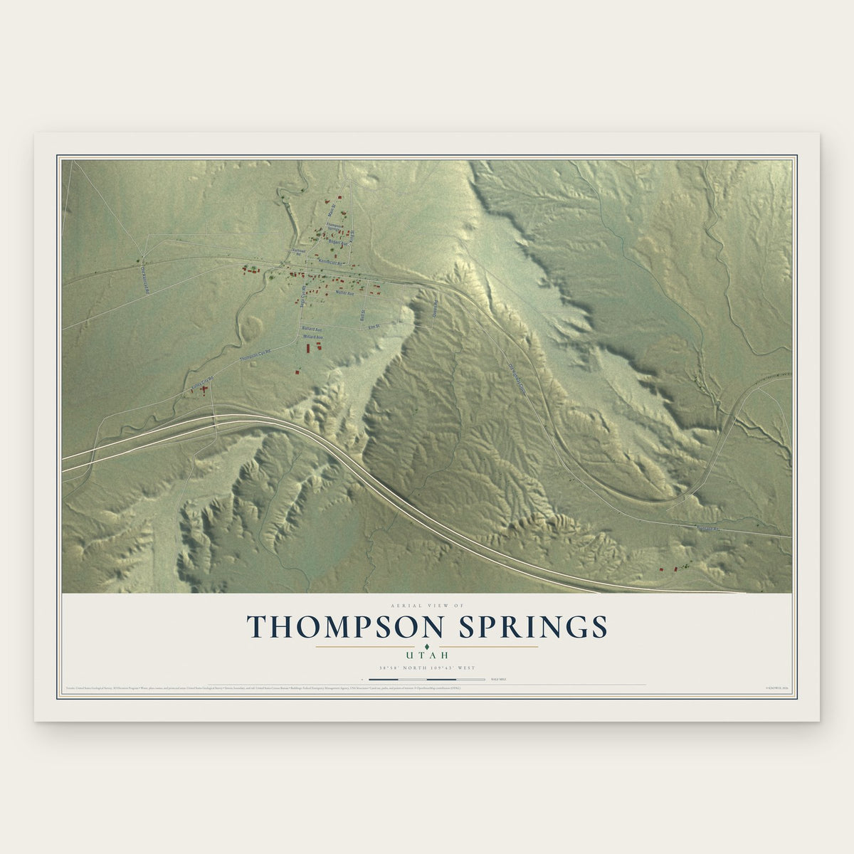 Thompson Springs, Utah map print, the full design