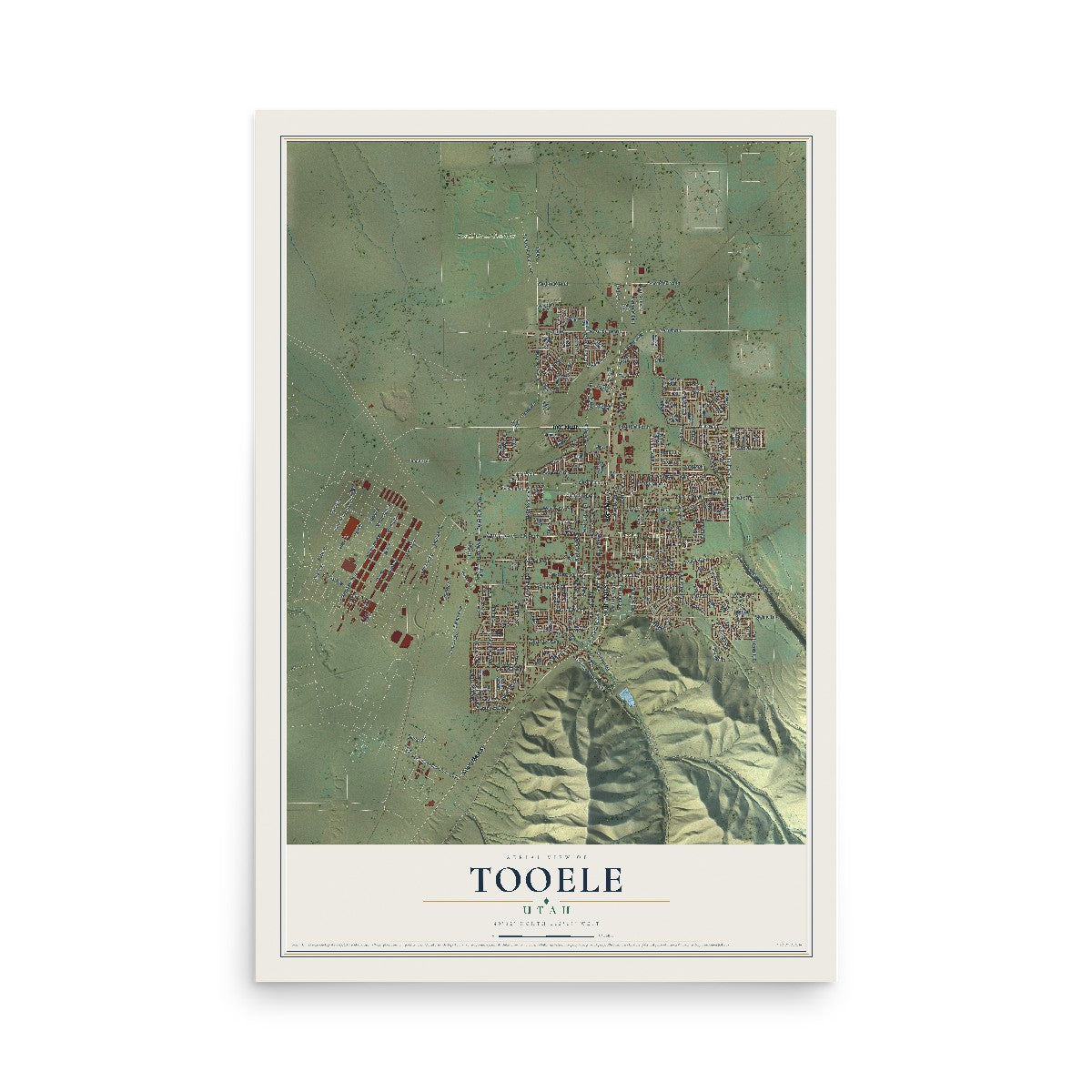 Map of Tooele, Utah, 12 x 18 inch unframed archival matte print
