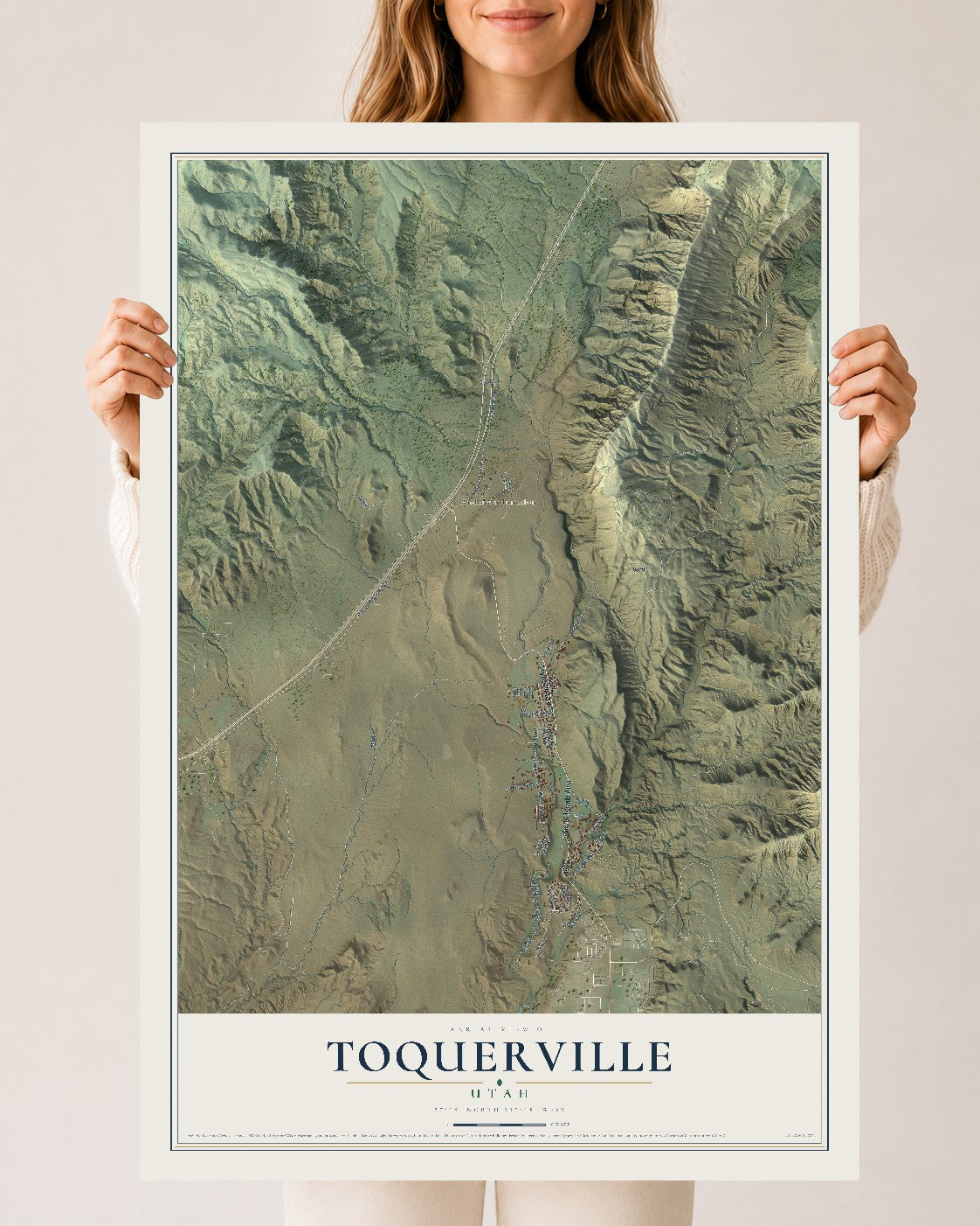 Map of Toquerville, Utah, 24 x 36 inch unframed archival matte print