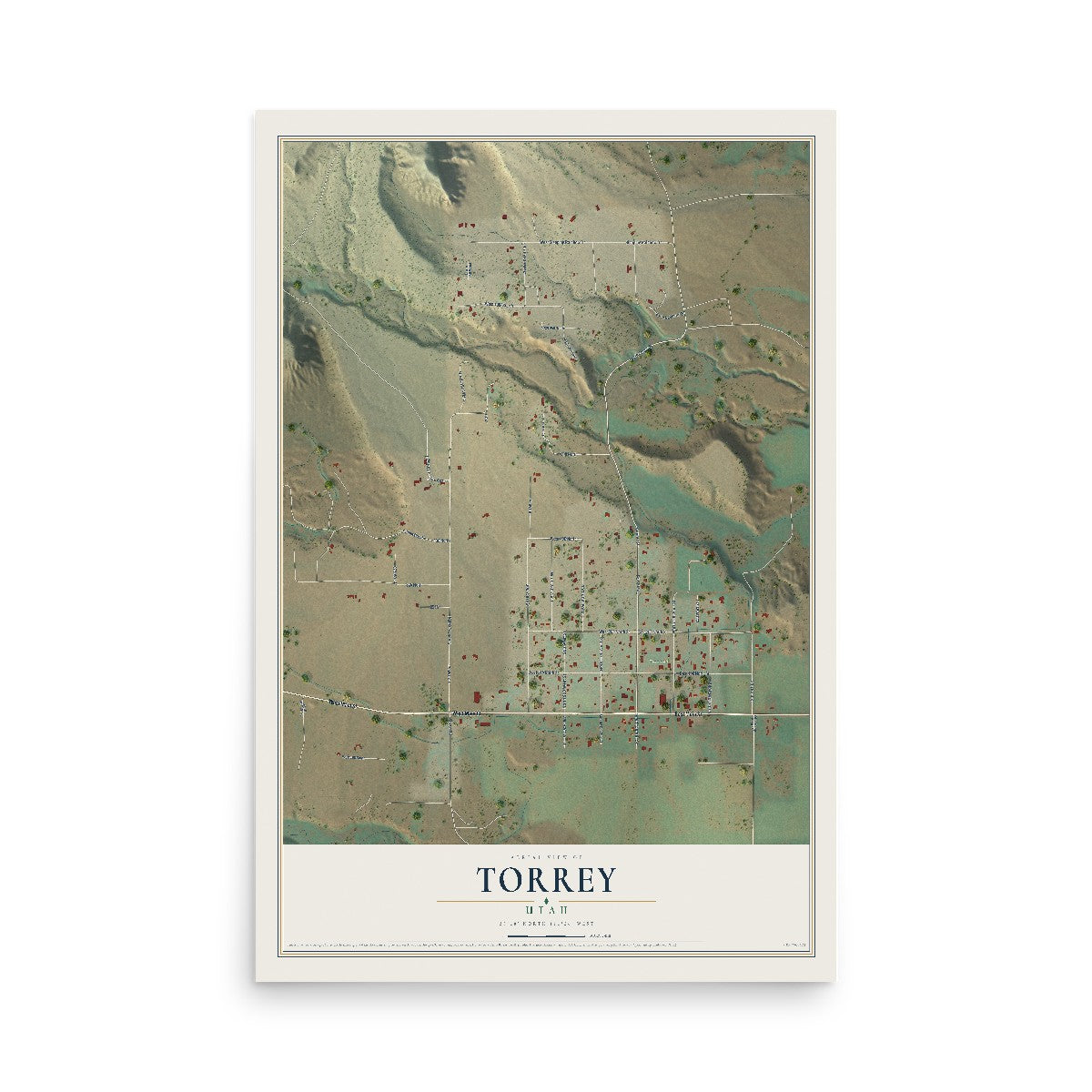 Map of Torrey, Utah, 12 x 18 inch unframed archival matte print