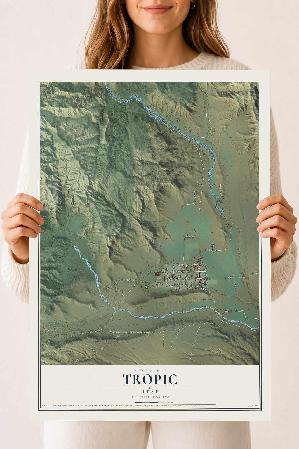 Map of Tropic, Utah, 18 x 24 inch unframed archival matte print