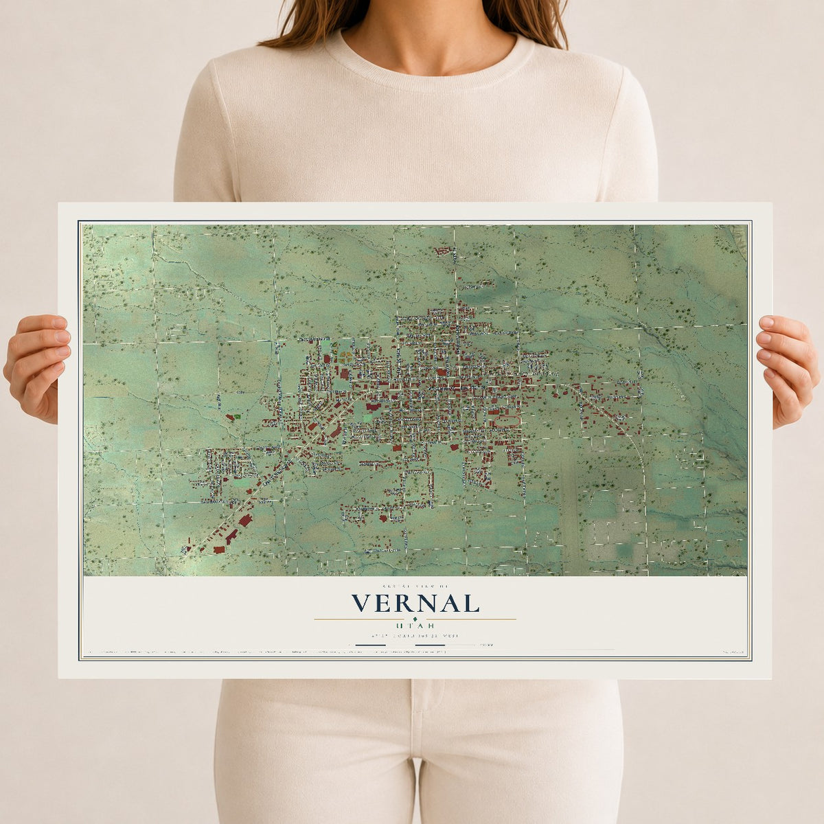 Map of Vernal, Utah, 12 x 18 inch unframed archival matte print