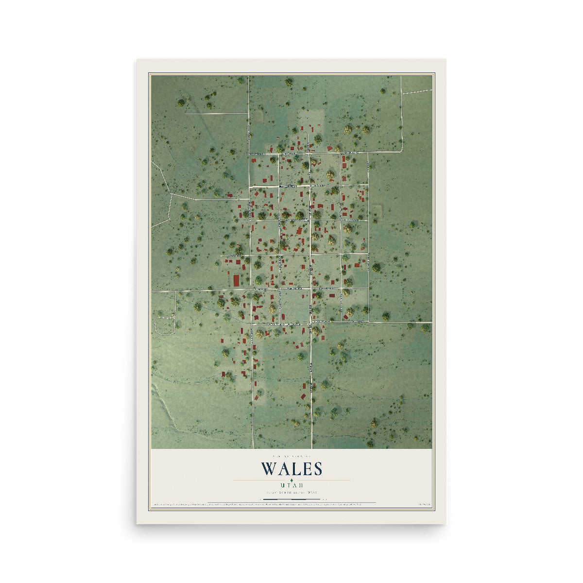 Map of Wales, Utah, 12 x 18 inch unframed archival matte print