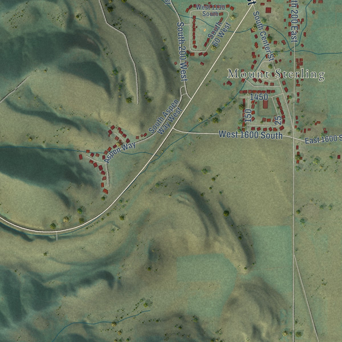 Second close-up of the map of Wellsville, Utah print showing more streets and buildings