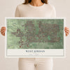Map of West Jordan, Utah, 12 x 18 inch unframed archival matte print