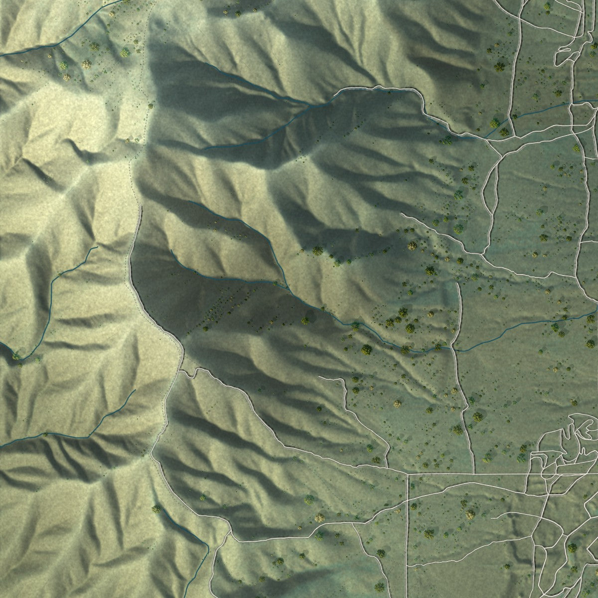 Close-up of the map of West Mountain, Utah print showing street and building detail
