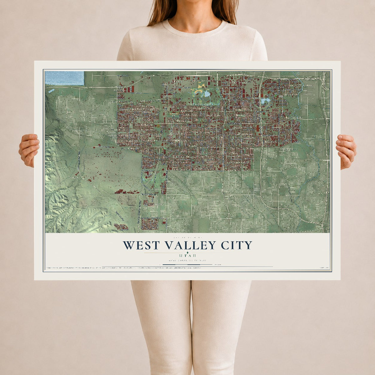 Map of West Valley City, Utah, 24 x 36 inch unframed archival matte print